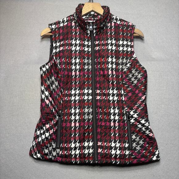 Christopher Banks Houndstooth Plaid Zip Vest S Outerwear Warm Classic Statement - Picture 1 of 10